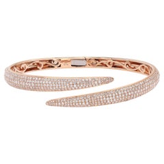 Bracelet jonc en or rose 18 carats avec diamants taille ronde sertis en pavé de 3,02 carats