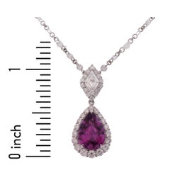 3.02 Carat Pear Shape Purple Sapphire and Marquise Cut Diamond Pendant ref1368