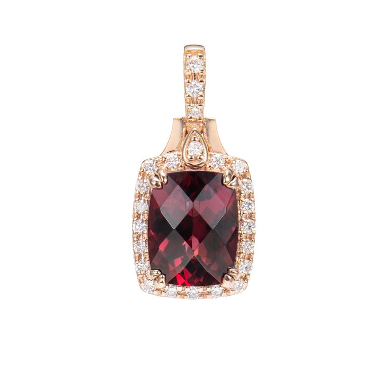 Pendentif or 375 rose diamant et grenat rhodolite pourpre | MATY