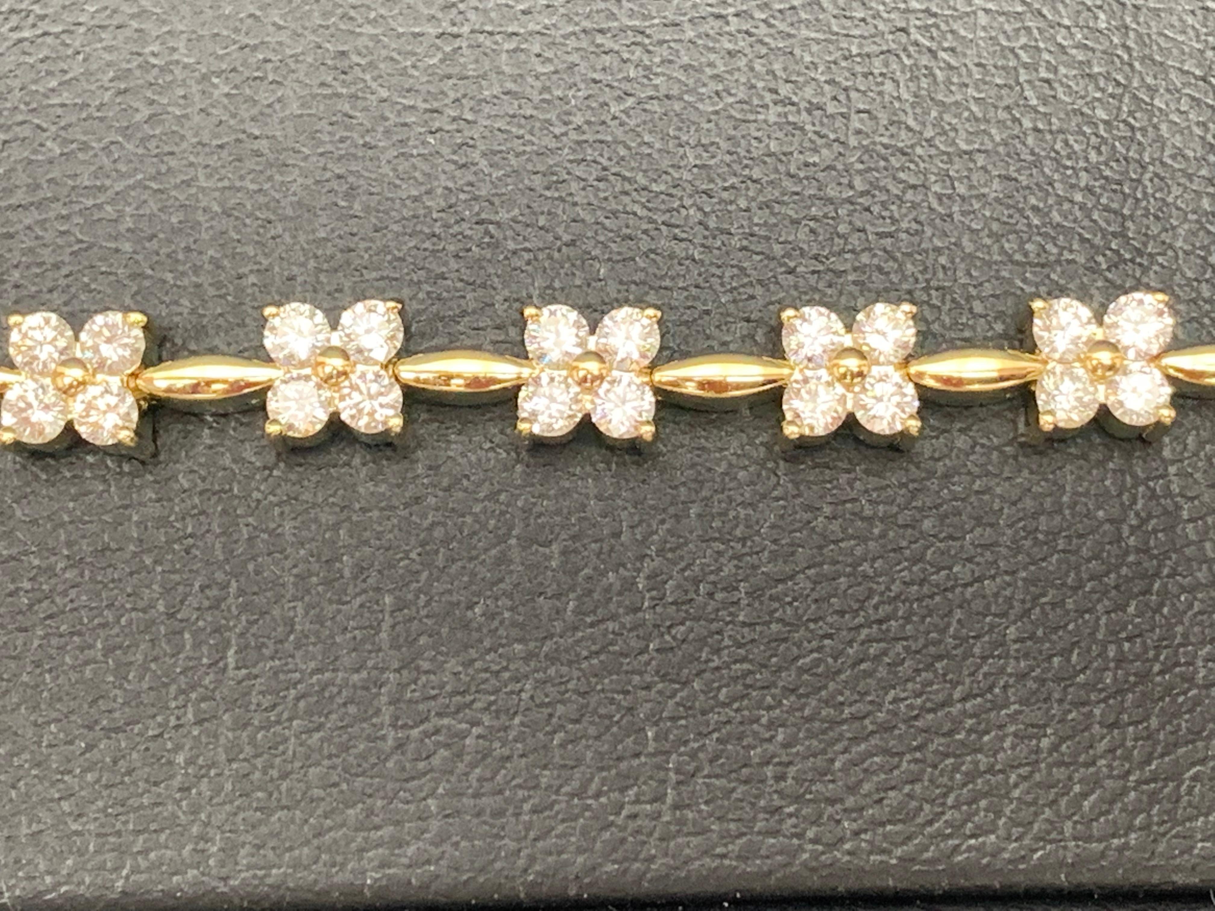 3.02 Carat Round Diamond Tennis Bracelet in 14K Yellow Gold In New Condition For Sale In NEW YORK, NY