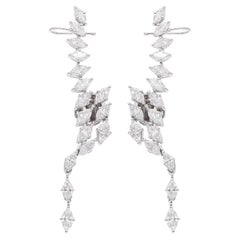3,02 quilates SI/HI Marquesa Pendientes de oro blanco de 18 quilates Joyas