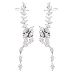 3.02 Carat SI/HI Marquise Diamond Ear Cuff Earrings 18 Karat White Gold Jewelry