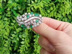 3.02 Carat Zimbabwe Emerald 6.88 Carat Diamond 14k White Gold Brooch Circa 1965