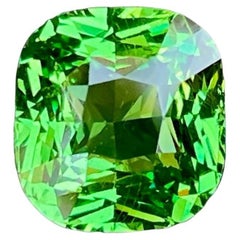 3.02 carats Apple Green Tsavorite Garnet Stone Cushion Cut Tanzanian Gemstone