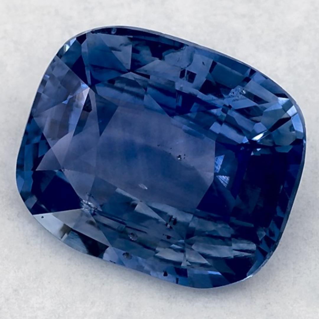 Taglio cuscino 3.02 carati di zaffiro blu a cuscino certificato, gemma sfusa in vendita