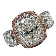 3.02 Cushion Diamond Engagement Ring by Michael Beaudry Natural Pink Diamond GIA