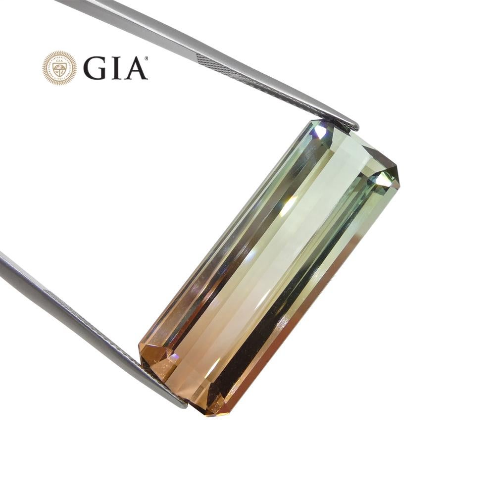 30.21ct Octagonal/Emerald Cut Pink and Bluish Green Tourmaline GIA Certified For Sale 7