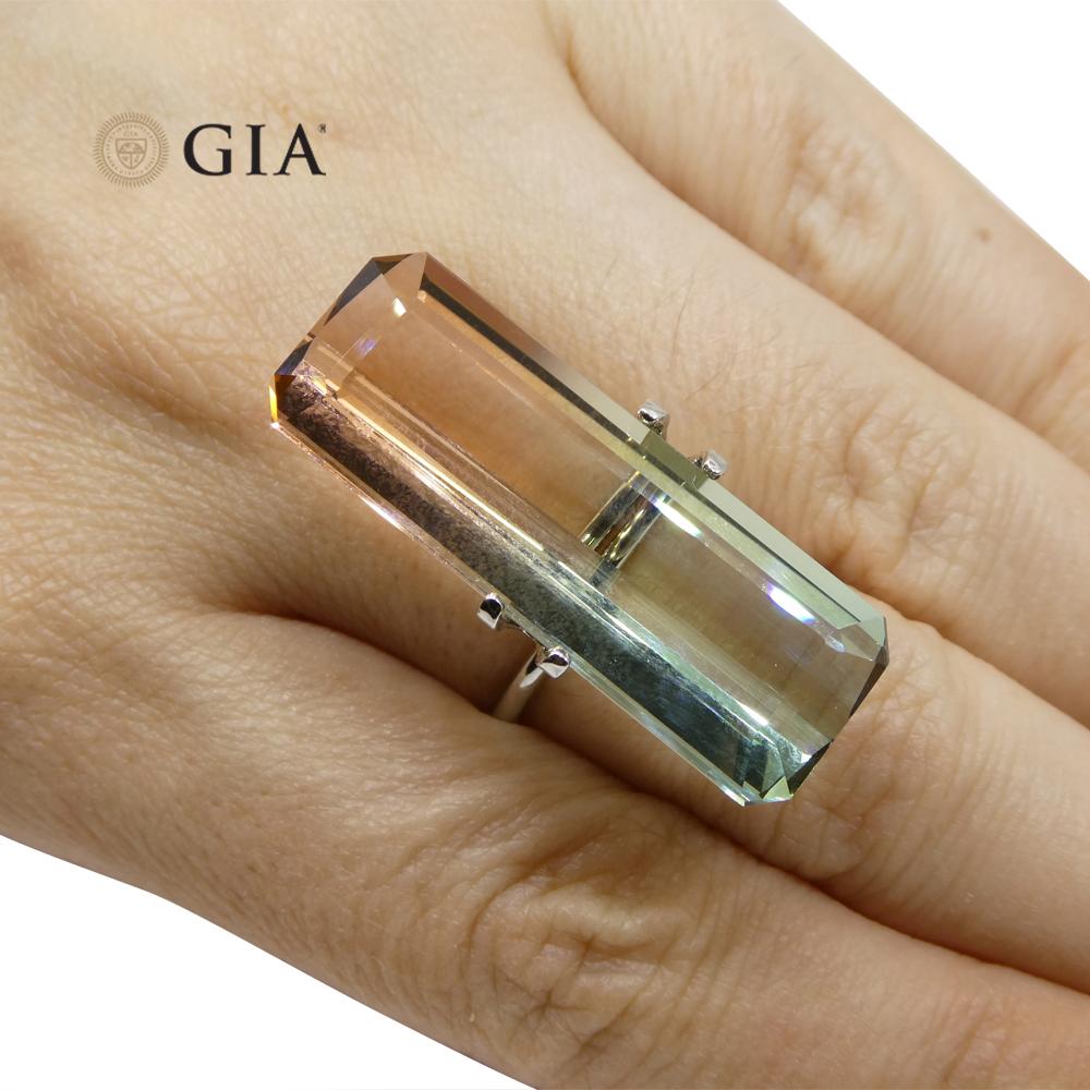 30,21ct Achteck-/Smaragdschliff Rosa und bläulich-grüner Turmalin GIA zertifiziert im Zustand „Neu“ in Toronto, Ontario