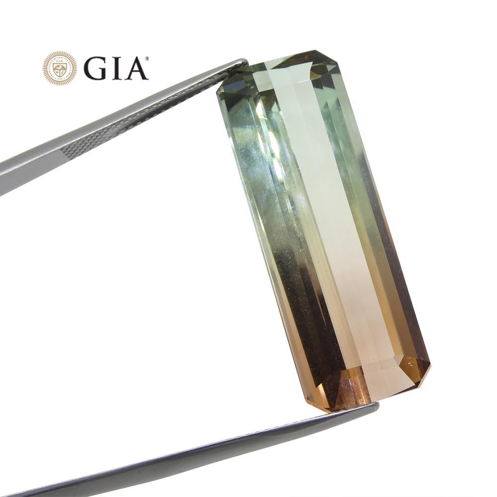 30.21 Carat Octagonal/Emerald Cut Pink and Bluish Green Tourmaline GIA Certified In New Condition For Sale In Toronto, Ontario