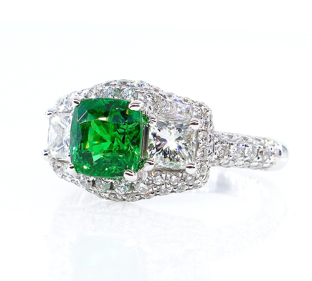 Tsavorite has all of the qualities you want in a gemstone: beauty, rarity, intrinsic value, and romance. With its natural, fresh green color and scintillating brilliance, Tsavorite is one of the most beautiful green gemstones in the world. Tsavorite