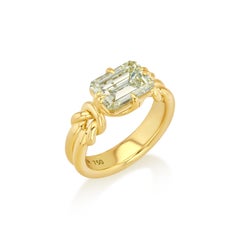 3.02ct Antique Emerald cut Diamond Reef Knot ring