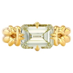 3.02ct Antique Emerald cut Diamond Reef Knot ring