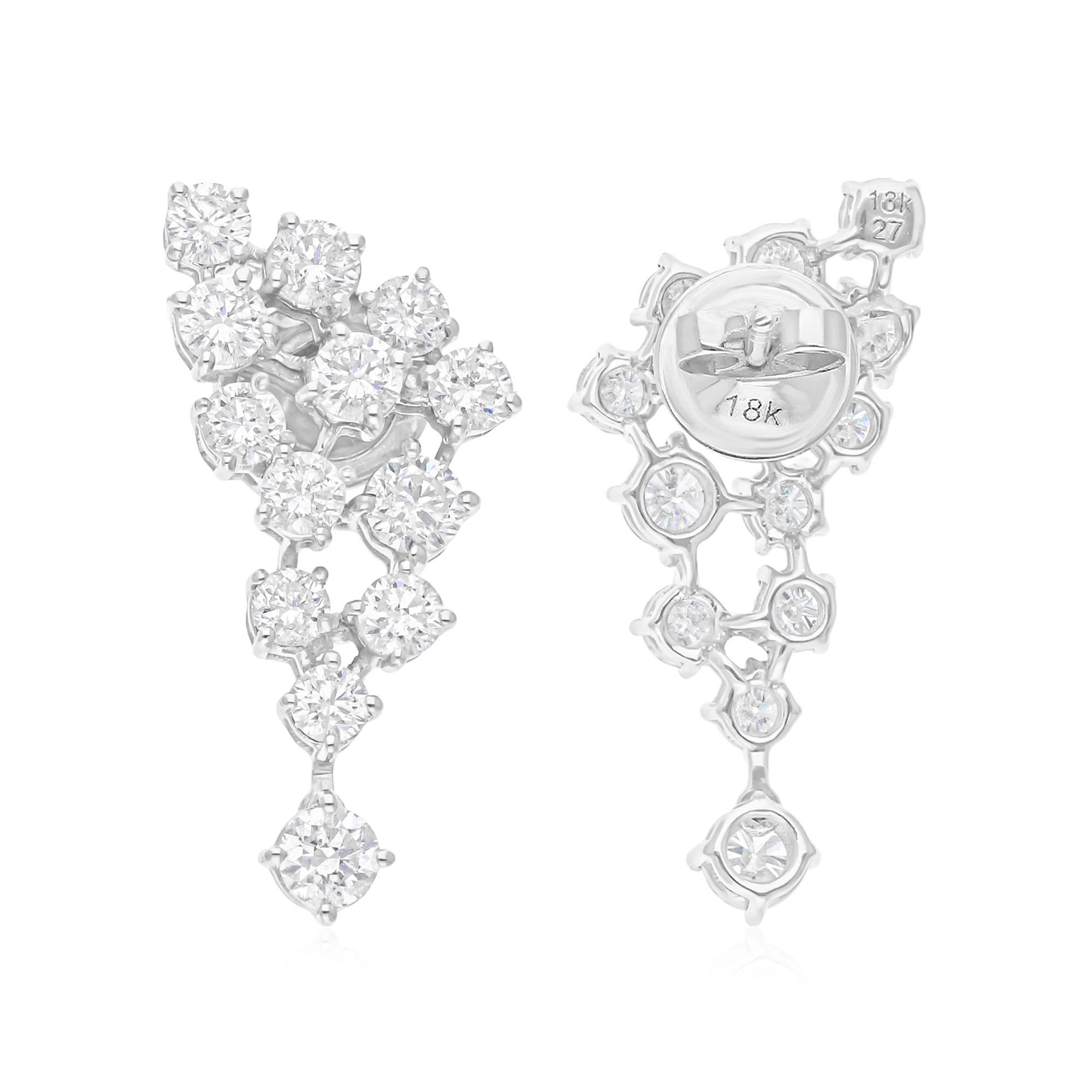 3.02Ct Brillant Diamant Cluster Tropfen Ohrringe 14k Weißgold Alle Zölle gezahlt im Zustand „Neu“ im Angebot in Diera, Dubai