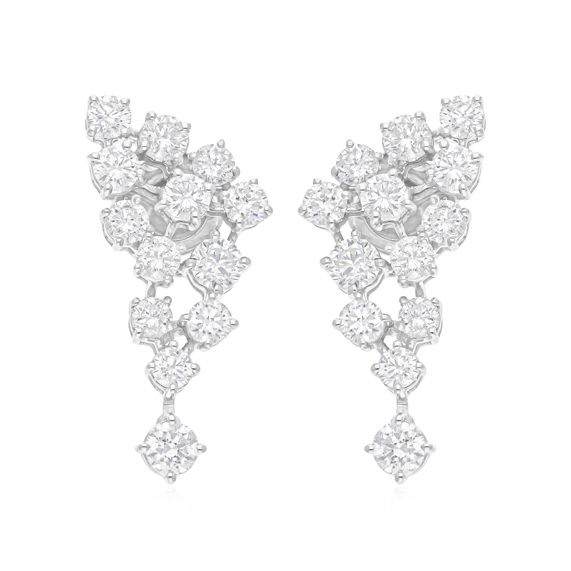 3.02Ct Brillant Diamant Cluster Tropfen Ohrringe 18k Weißgold Alle Tarife gezahlt