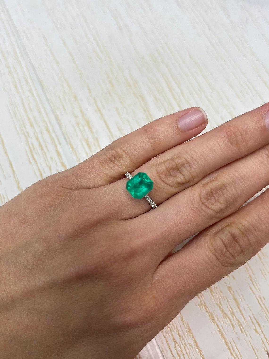 3.02ct intensiv grüner kolumbianischer Smaragd Smaragdschliff echter Mai-Geburtsstein Edelstein im Angebot 2