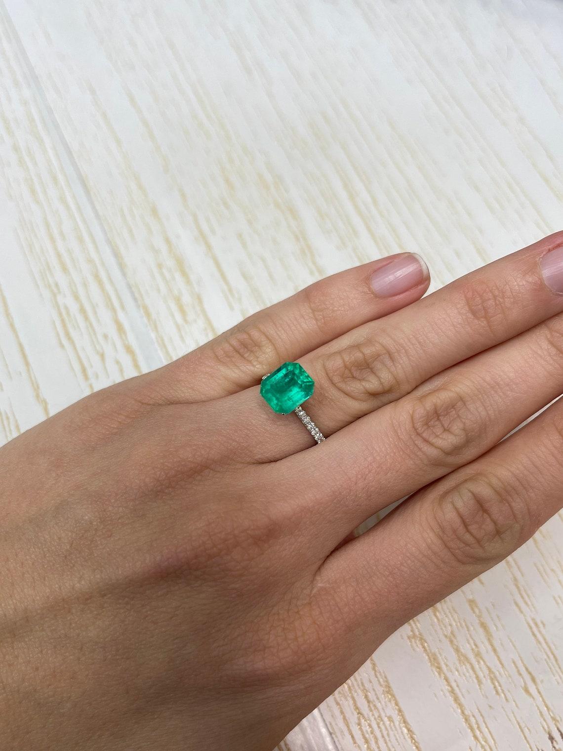 3.02ct intensiv grüner kolumbianischer Smaragd Smaragdschliff echter Mai-Geburtsstein Edelstein im Angebot 3