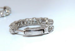 3.02ct Natural Round Diamond Hoop Earrings 14kt Button & Share Prong