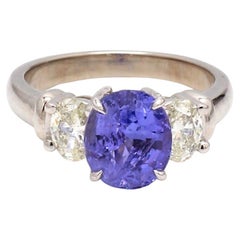 3.02ct Oval Purple-Pink Sapphire and Diamond Ring Sz.7