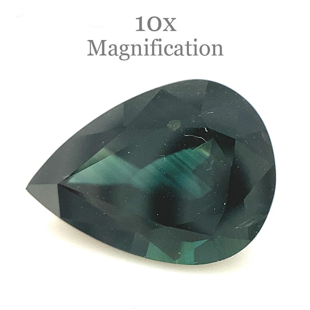Women's or Men's 3.02ct Pear Teal Green Sapphire from Australia Unheated For Sale