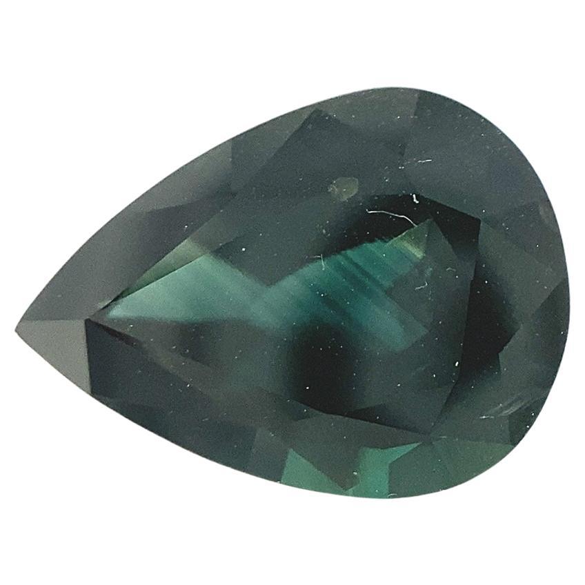 3.02ct Pear Teal Green Sapphire from Australia Unheated For Sale