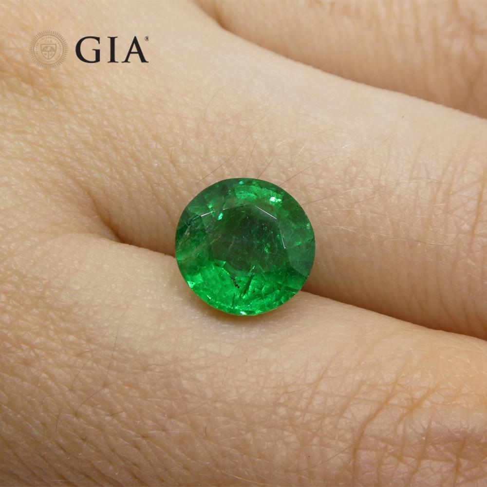 3.02ct Round Green Emerald GIA Certified Zambia For Sale 5