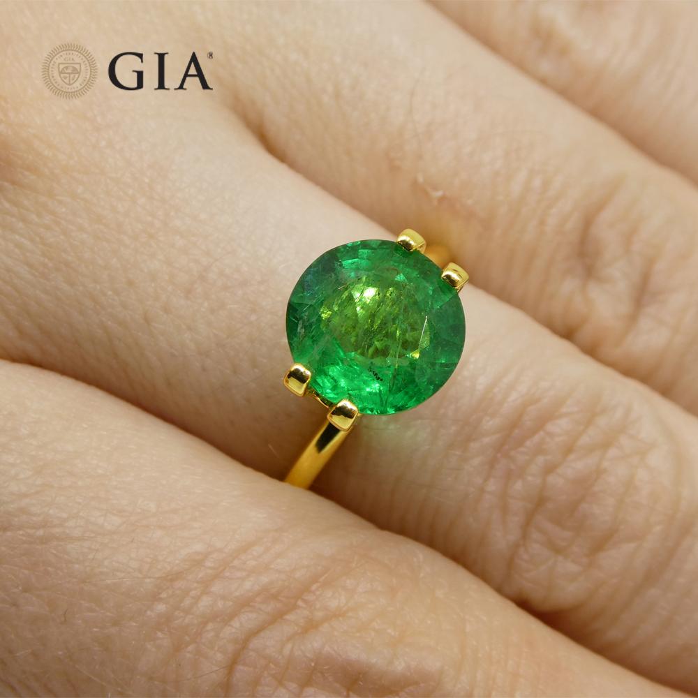 3.02ct Round Green Emerald GIA Certified Zambia For Sale 6