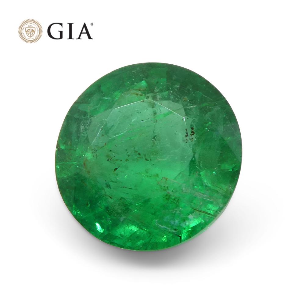 3.02ct Round Green Emerald GIA Certified Zambia For Sale 4