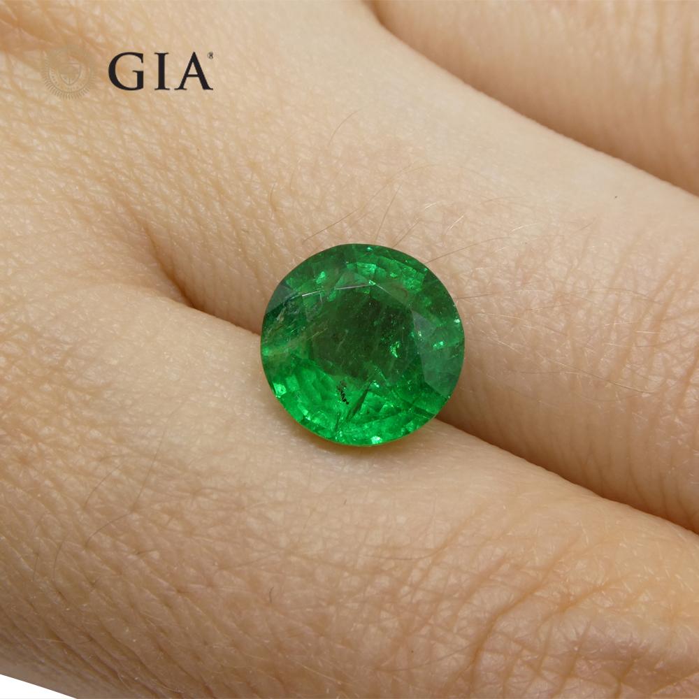 3.02ct Round Green Emerald GIA Certified Zambia In New Condition For Sale In Toronto, Ontario