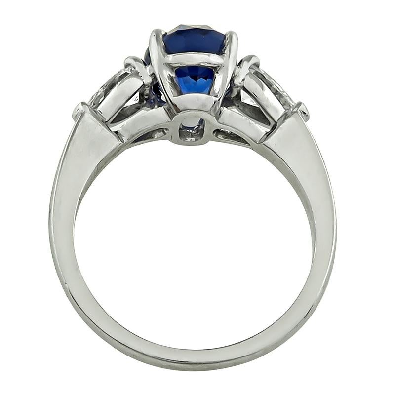 3.02ct Sapphire 0.80ct Diamond Engagement Ring In Good Condition For Sale In New York, NY