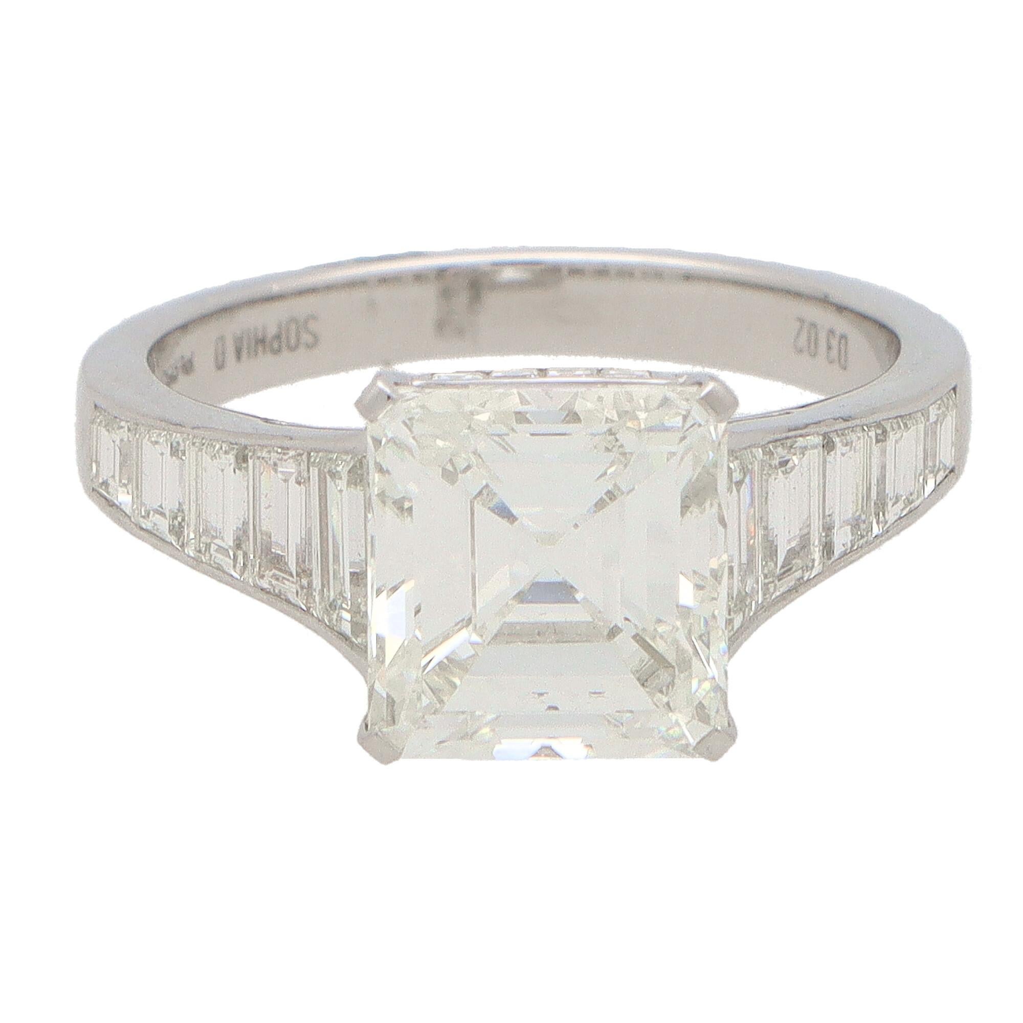 square diamond ring with baguettes