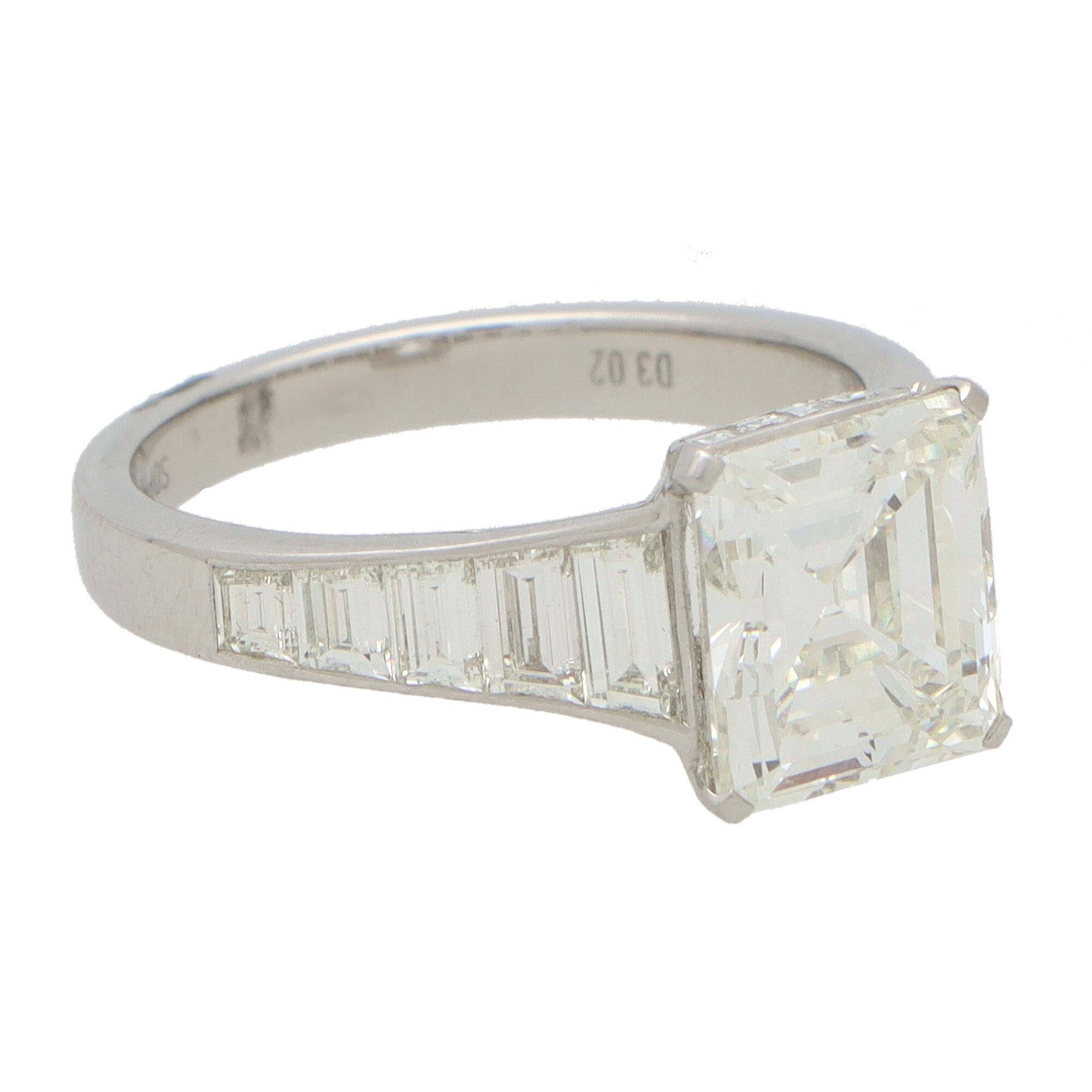 square diamond with baguettes