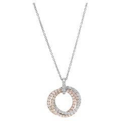 3.02Cttw Round Diamond Three Tone Multi Cut Out Rings Pendant Necklace 18K Gold