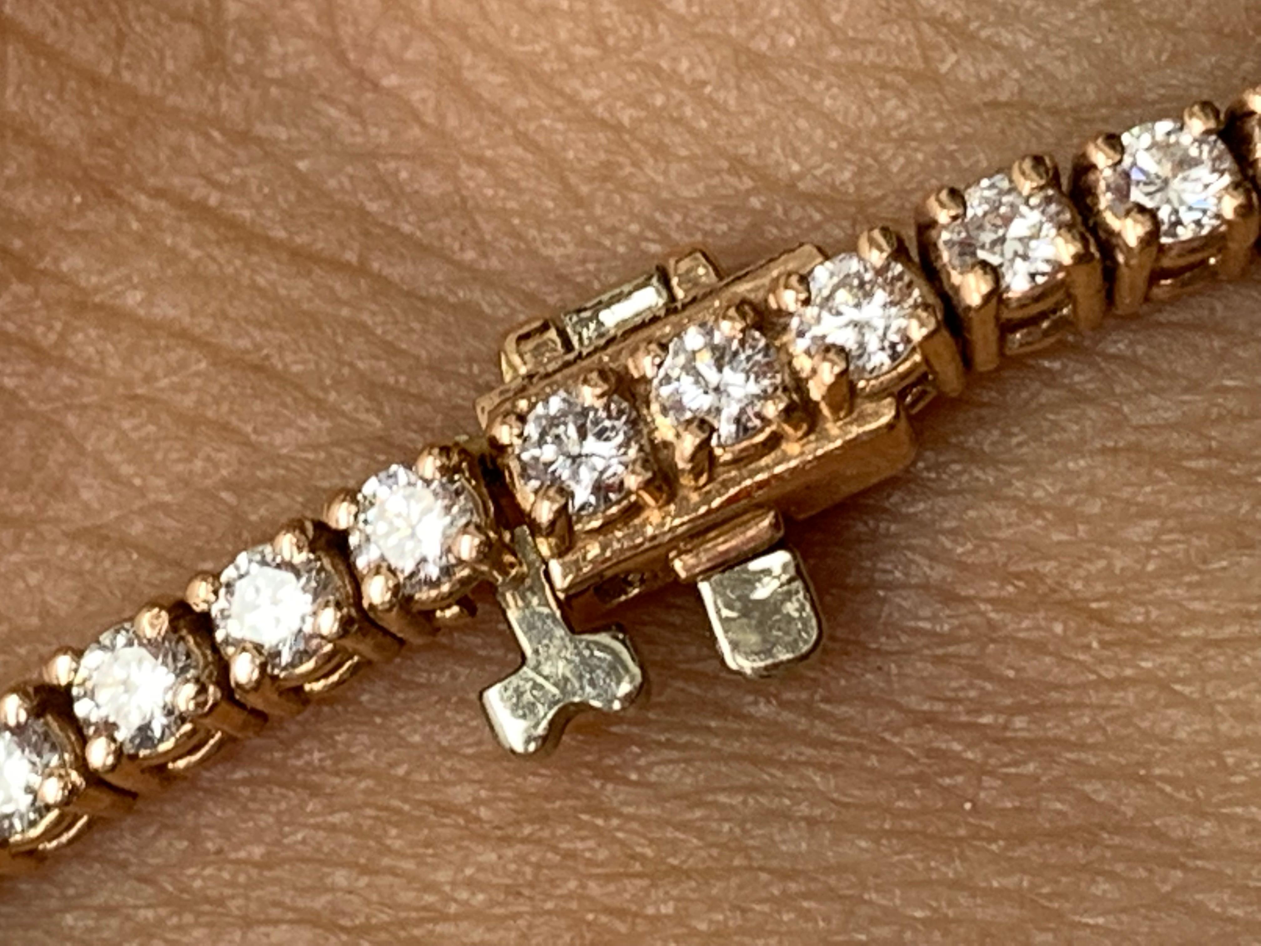 3.03 Carat Brilliant Cut Round Diamond Tennis Bracelet in 14K Rose Gold For Sale 8