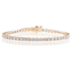 Bracciale tennis con diamanti rotondi taglio brillante da 3,03 carati in oro rosa 14K