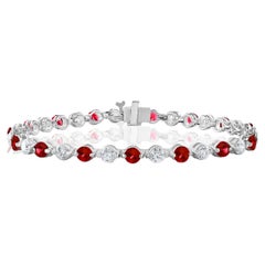 Vintage 3.03 Carat Brilliant cut Ruby and Diamond Bracelet in 14k White Gold