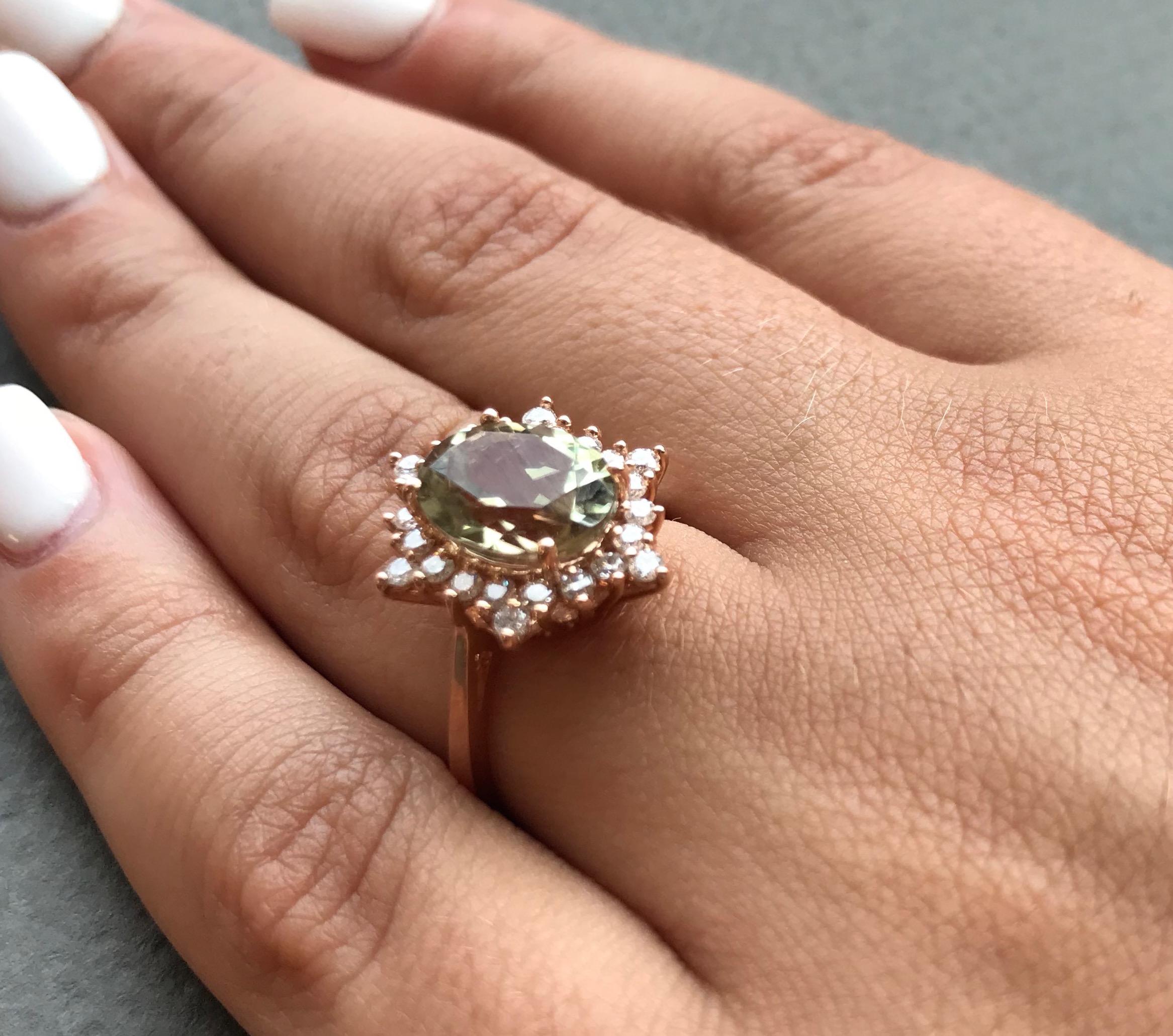 Women's 3.03 Carat Color Change Diaspore and White Diamond Ring