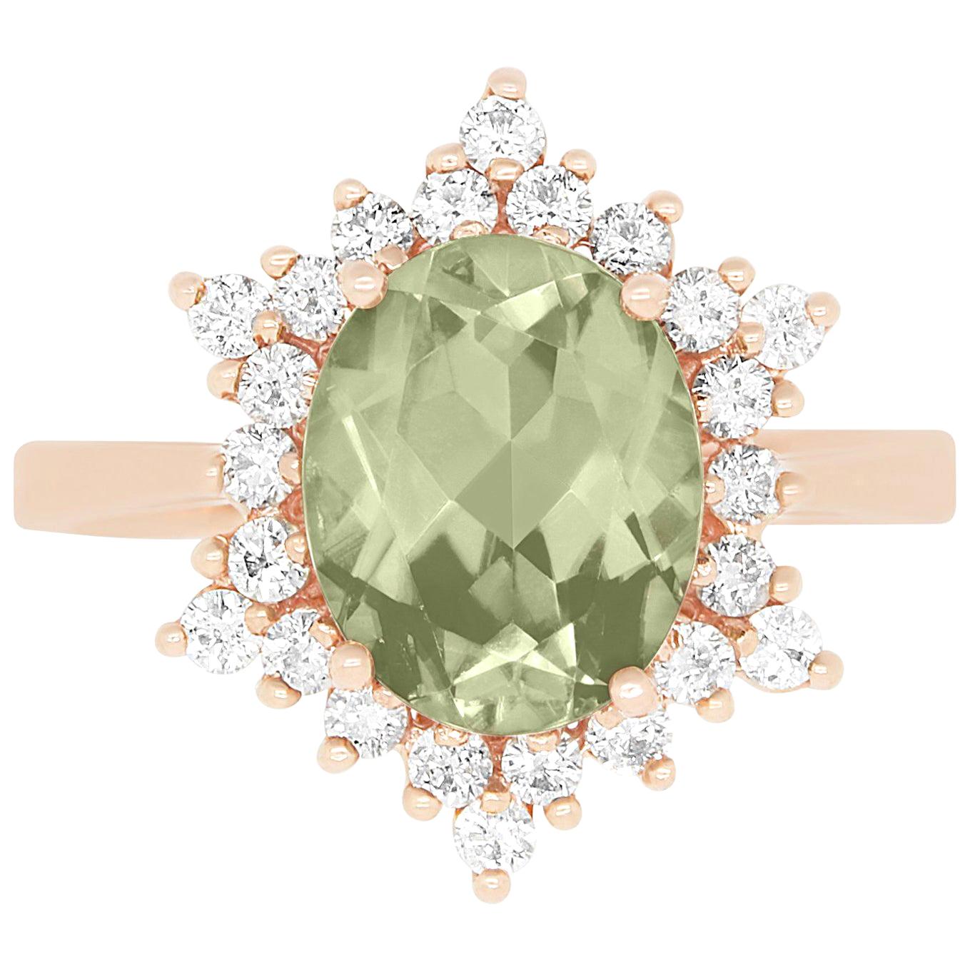 3.03 Carat Color Change Diaspore and White Diamond Ring
