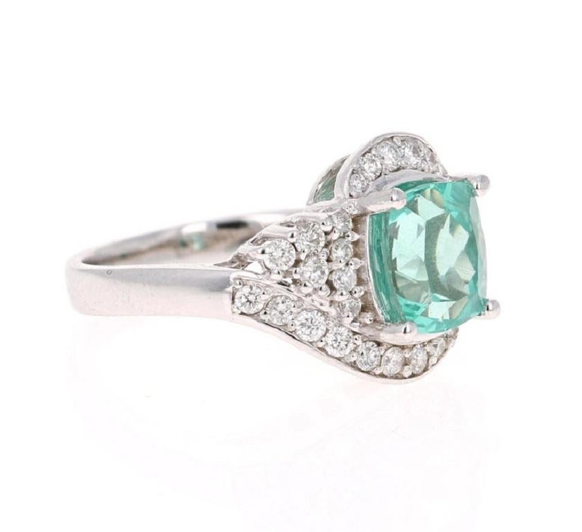 An amazingly deep and beautiful Apatite set in a gorgeous 14 Karat White Gold setting with Diamonds! 

Apatites are found in various places around the world including Myanmar, Kenya, India, Brazil, Sri Lanka, Norway, Mexico and the USA. The sea blue