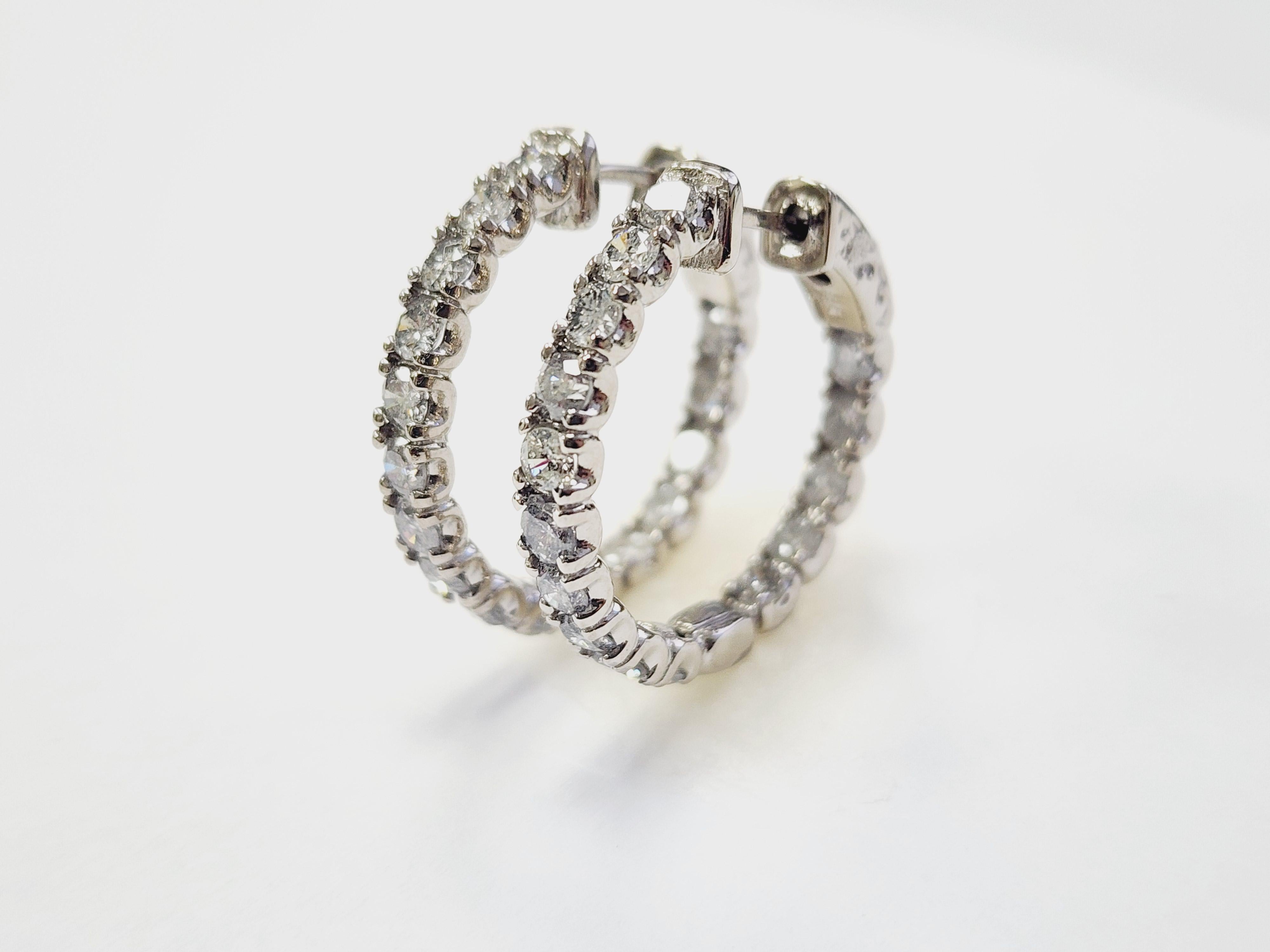 Pendientes Aros Diamante Natural 3,03 Quilates Oro Blanco 14 Kilates 5