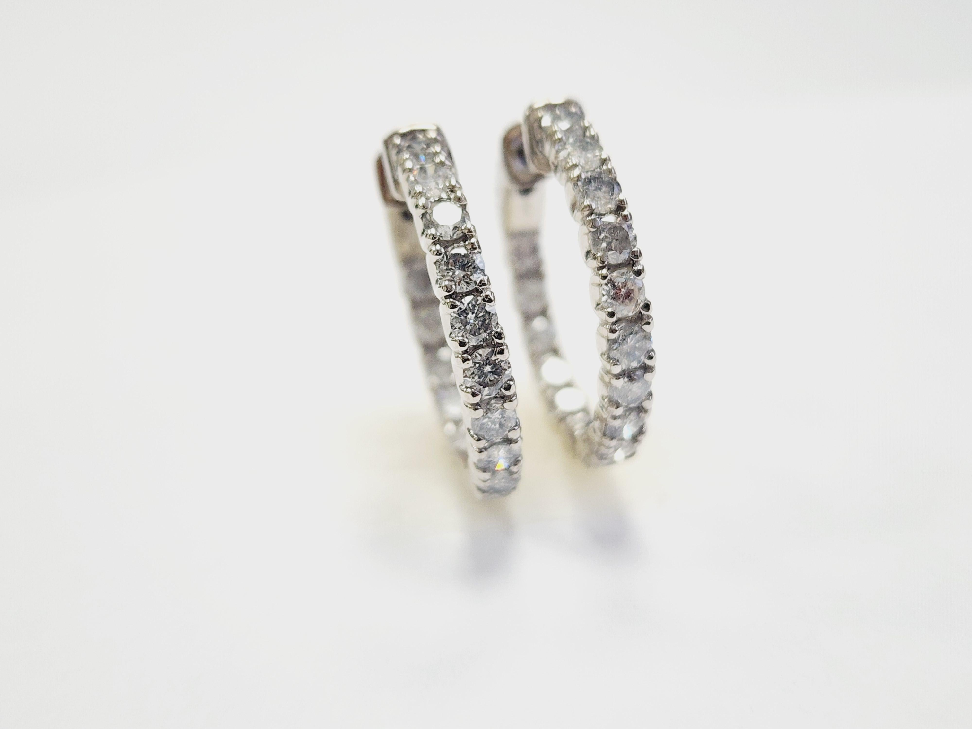Pendientes Aros Diamante Natural 3,03 Quilates Oro Blanco 14 Kilates 6