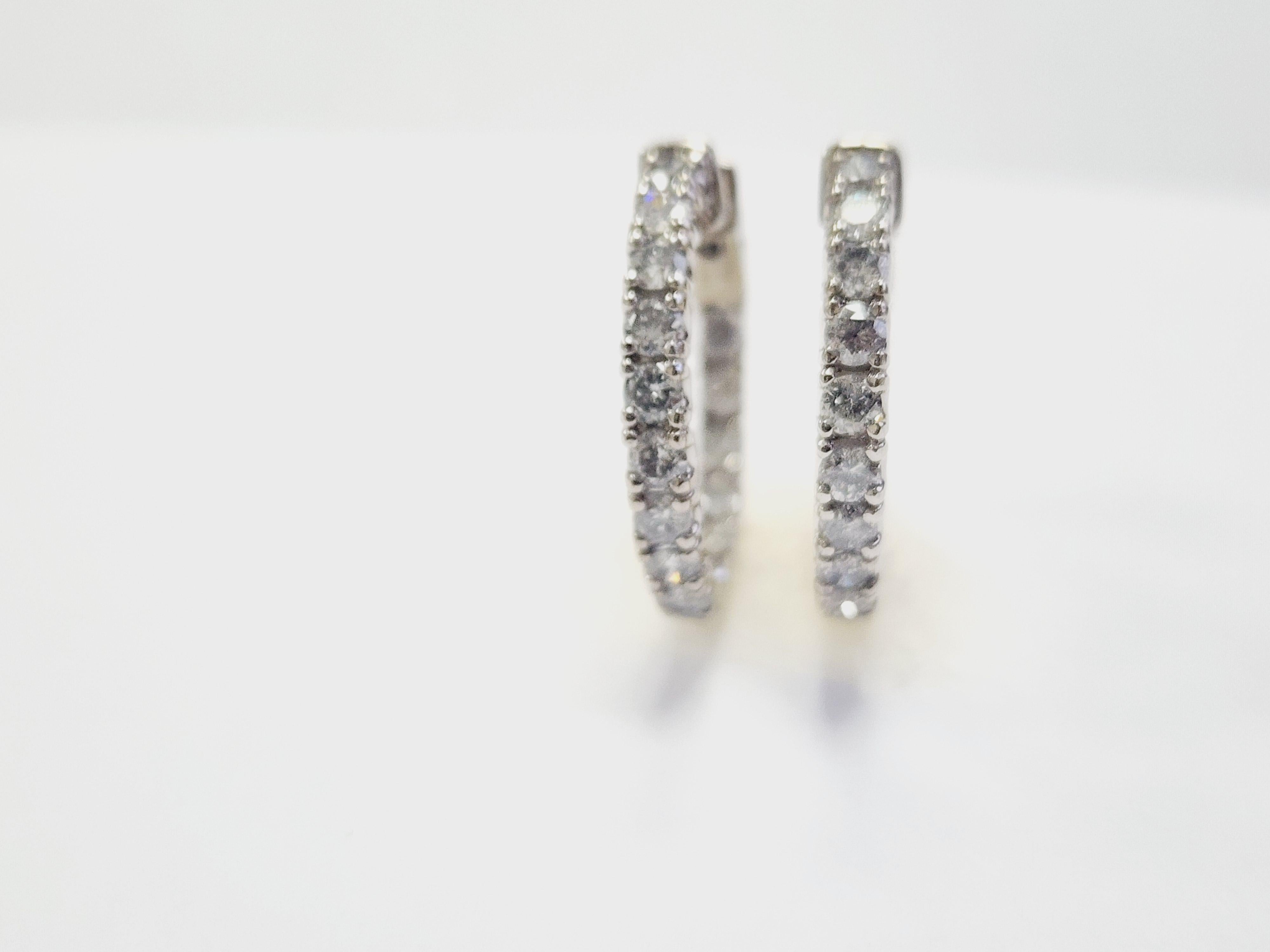 Pendientes Aros Diamante Natural 3,03 Quilates Oro Blanco 14 Kilates 7