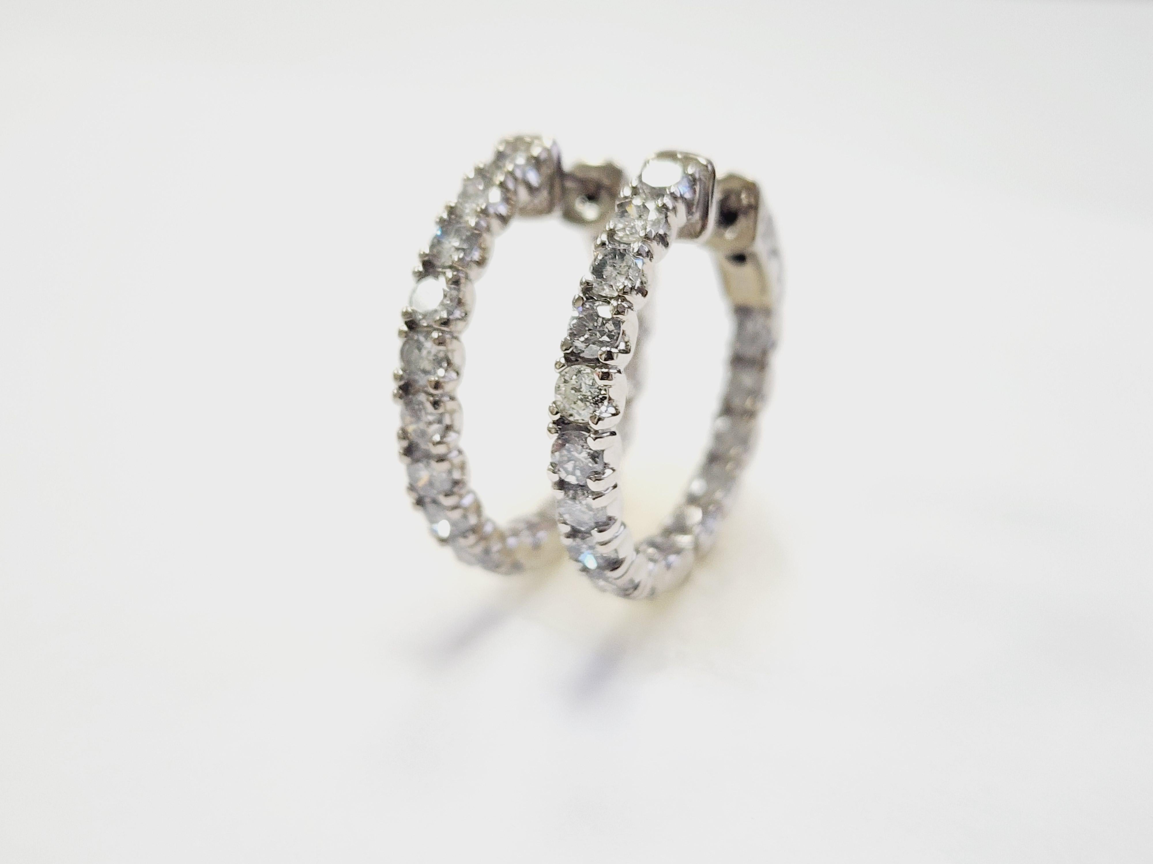 Pendientes Aros Diamante Natural 3,03 Quilates Oro Blanco 14 Kilates 8