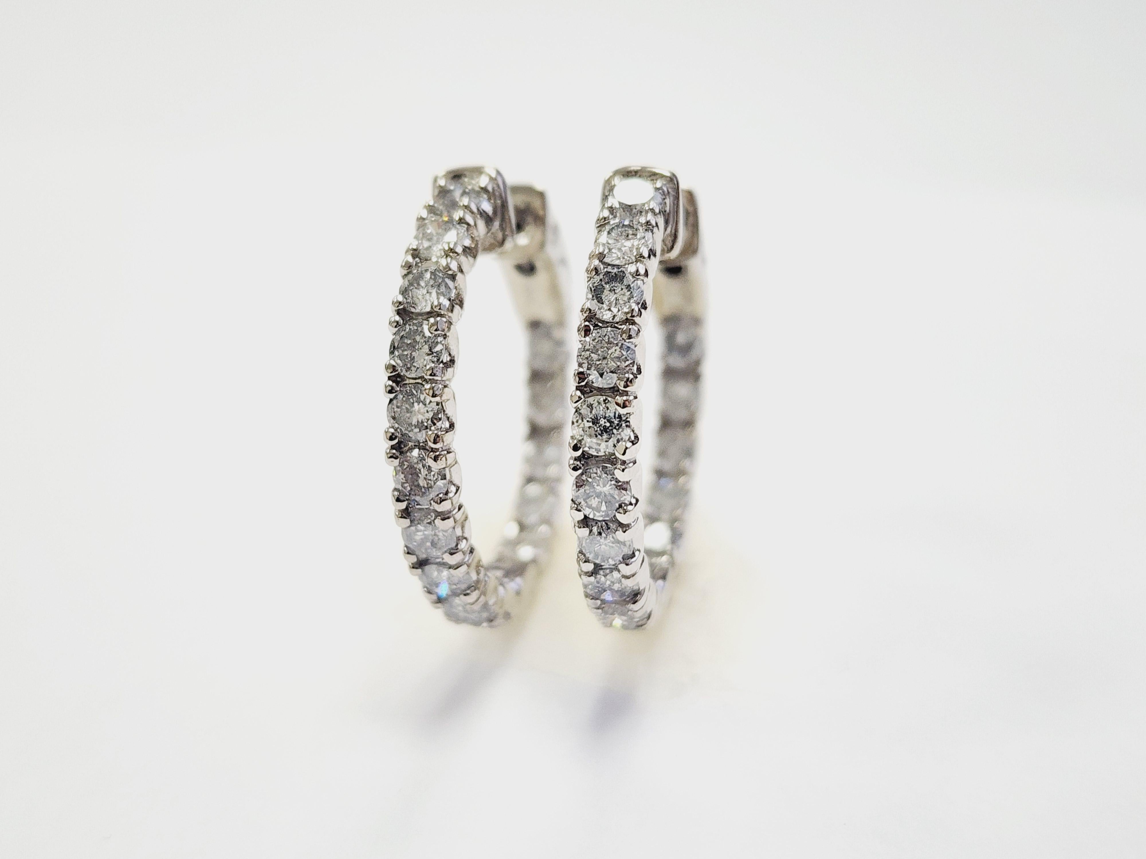 Pendientes Aros Diamante Natural 3,03 Quilates Oro Blanco 14 Kilates 9