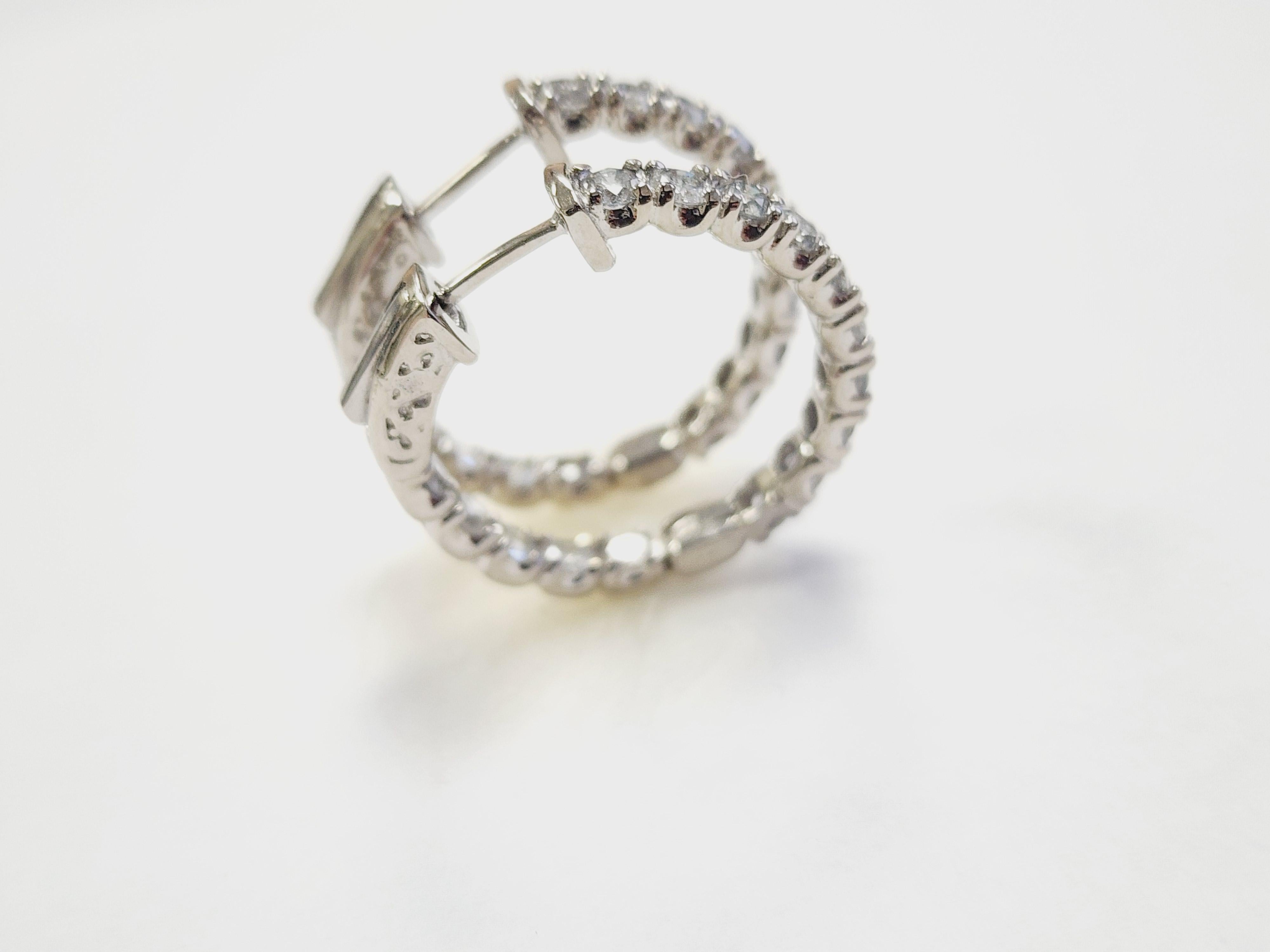 Pendientes Aros Diamante Natural 3,03 Quilates Oro Blanco 14 Kilates 1