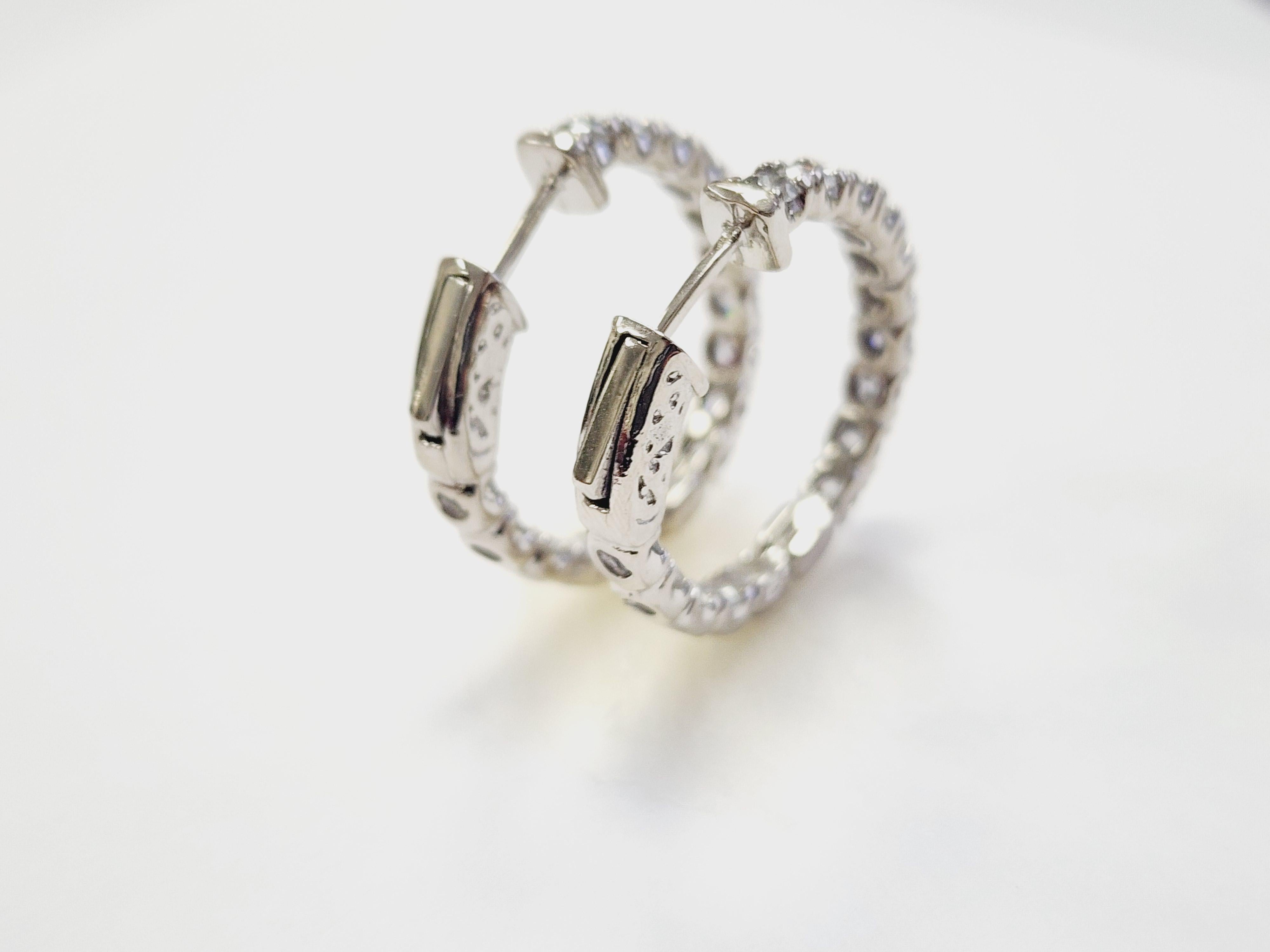 Pendientes Aros Diamante Natural 3,03 Quilates Oro Blanco 14 Kilates 2