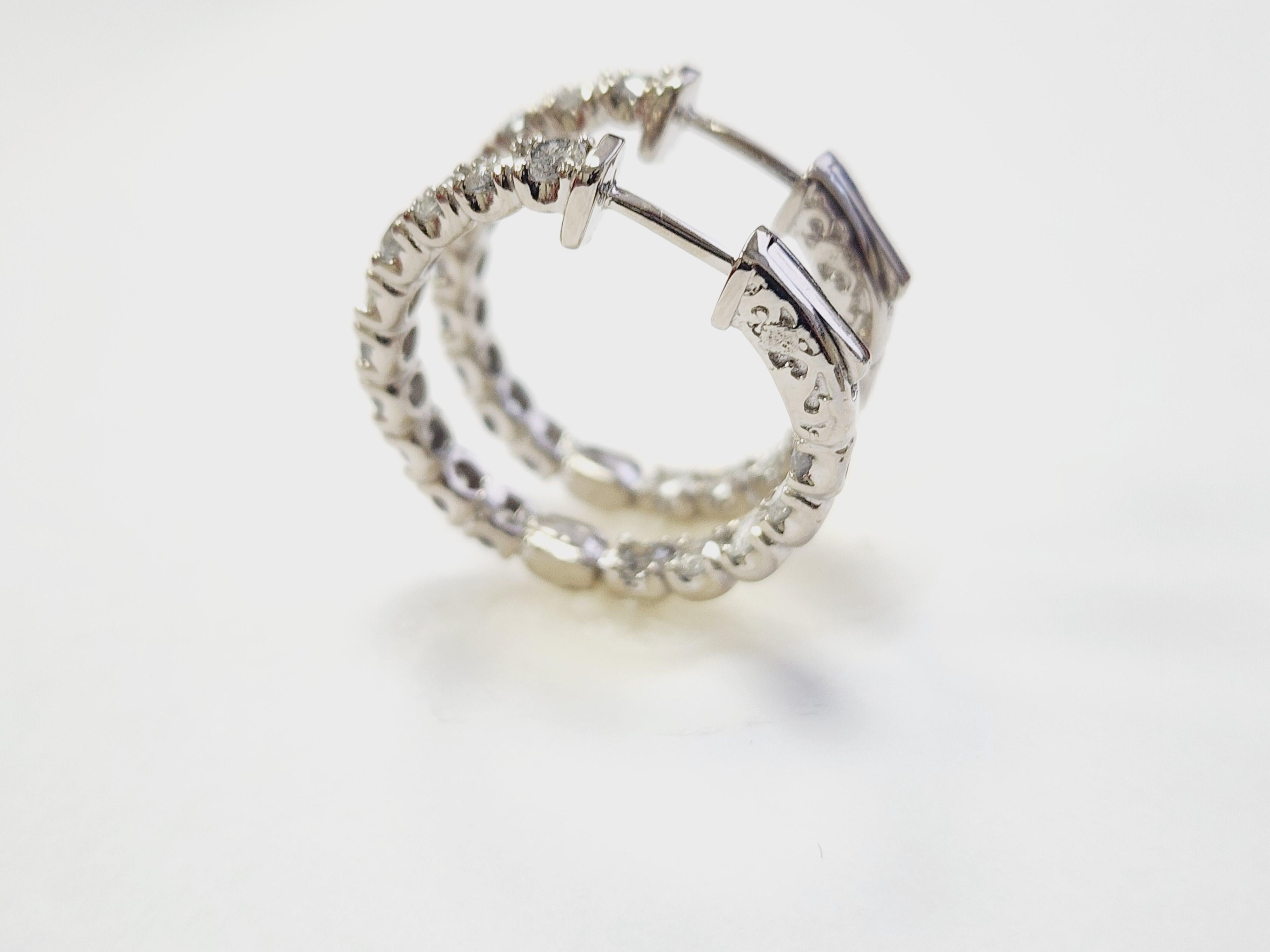 Pendientes Aros Diamante Natural 3,03 Quilates Oro Blanco 14 Kilates 3