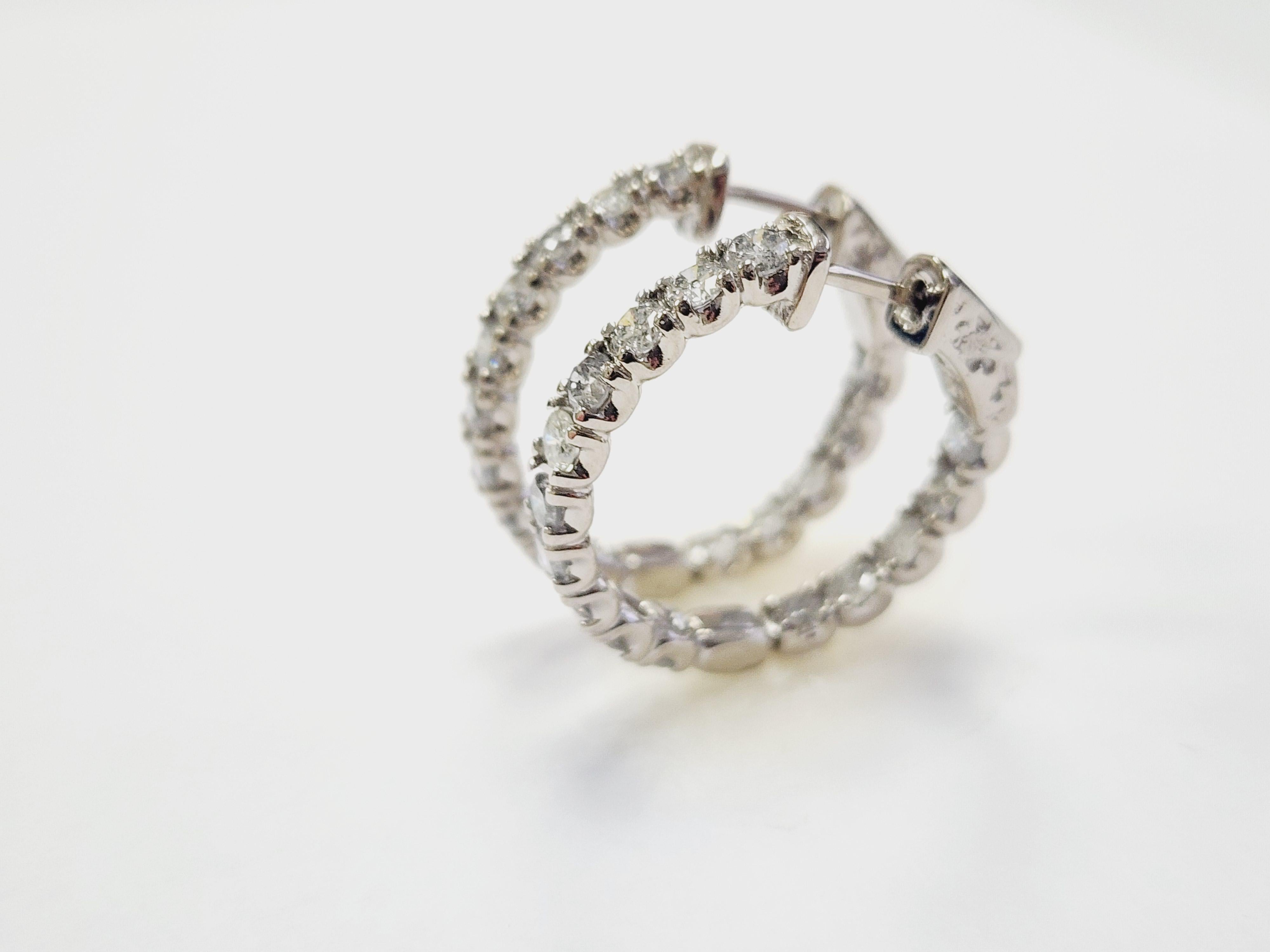 Pendientes Aros Diamante Natural 3,03 Quilates Oro Blanco 14 Kilates 4