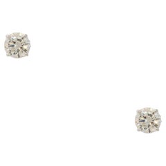 3.03 Carat Diamond Stud Earrings 14 Karat in Stock