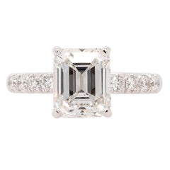 GIA Certified Natural Emerald Cut Diamond Engagement Ring