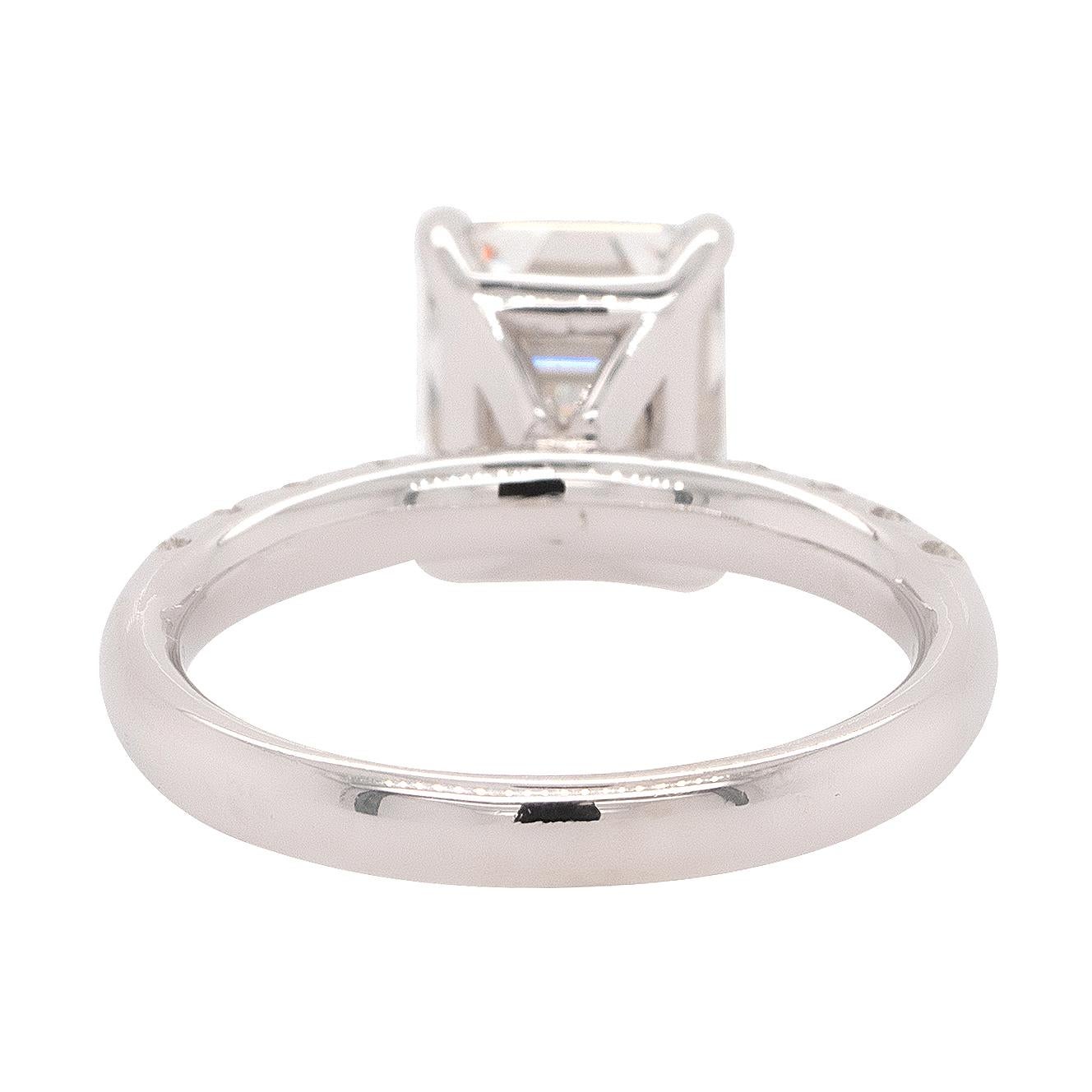 3.03 Carat Emerald Cut GIA Natural Diamond Engagement Ring For Sale 2